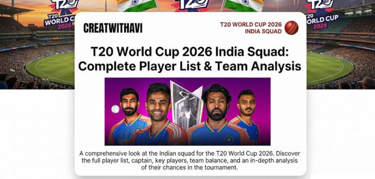 T20 World Cup 2026 India Squad: Complete Player List, Shubman Gill Dropped, Ishan Kishan Returns | Full Analysis